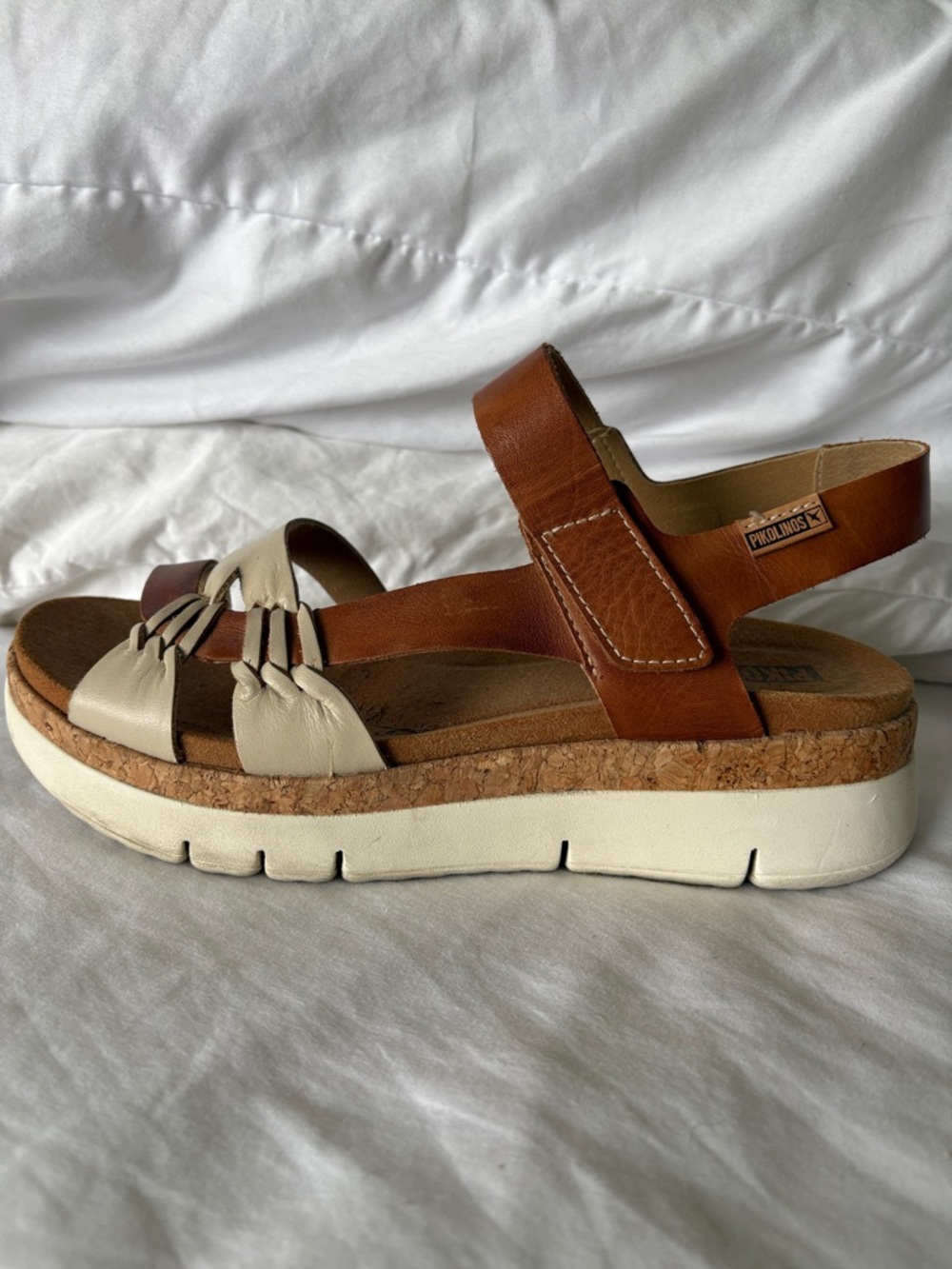 PIKOLINOS Brown and Cream Leather Slingback Sandals - Picture 5 of 7